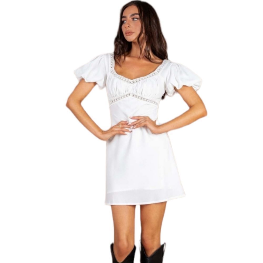 PRINCESS POLLY White Zariah Mini Dress Size 6